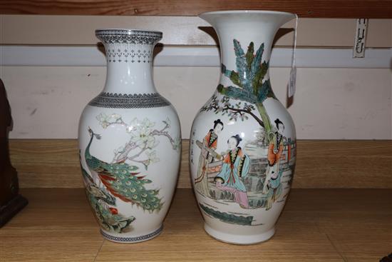 Two Chinese famille Qilin vases Height 39cm